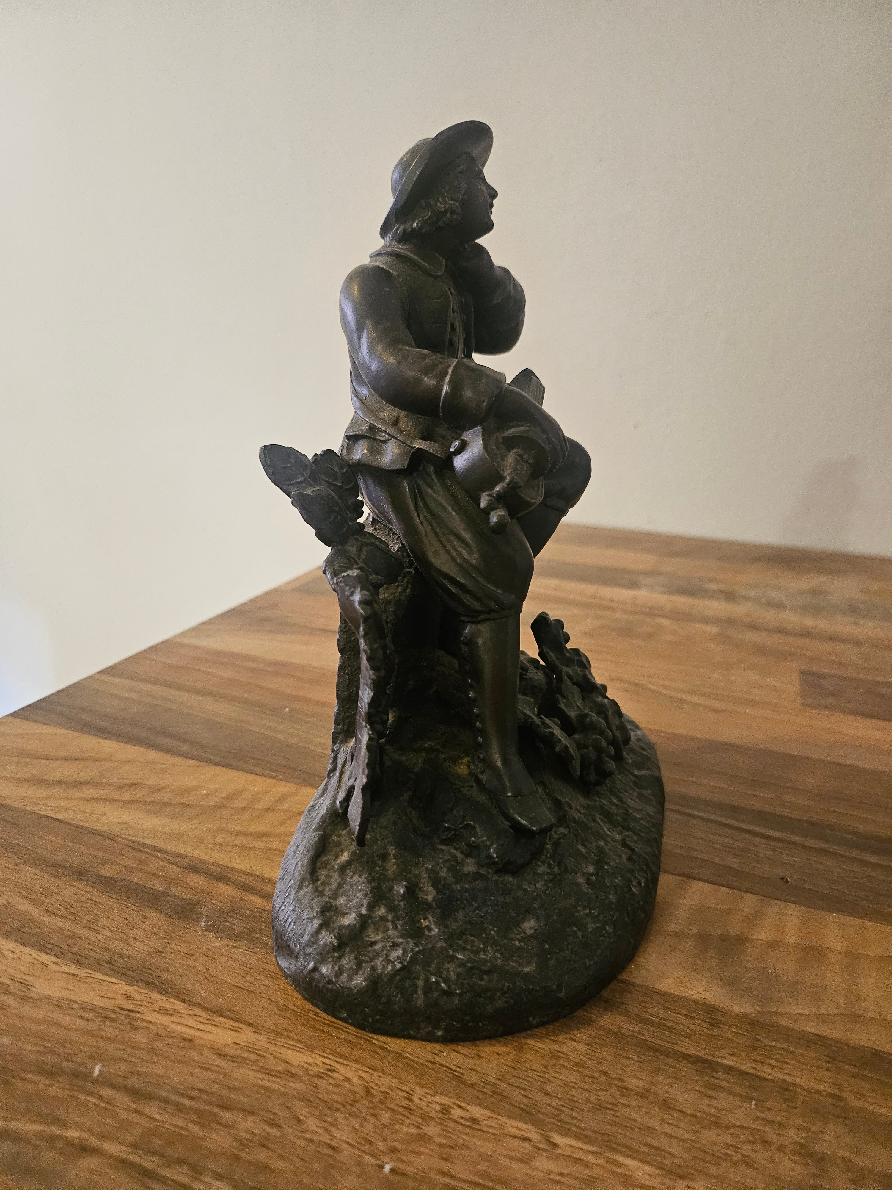 Statuette décorative "Le Troubadour" finition bronze