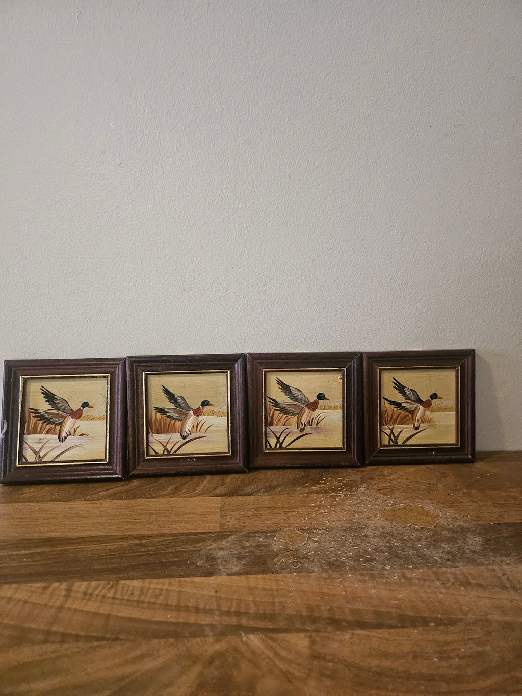 Lot de 4 mini cadres décoratifs "Canards en vol" – Style campagne
