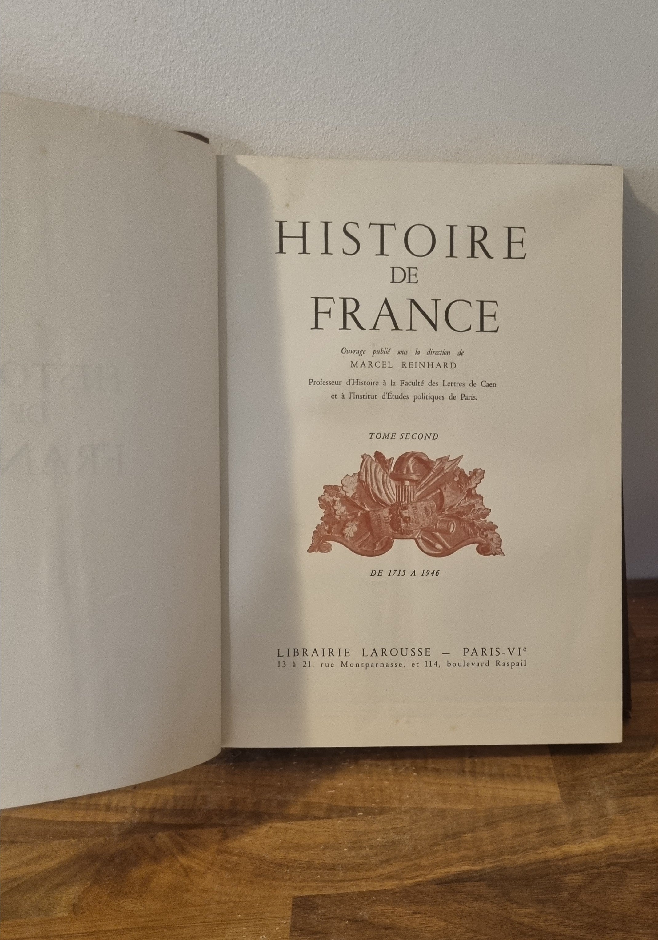 Histoire de France – Tome II (1715-1946) – Marcel Reinhard – Édition Larousse 1954