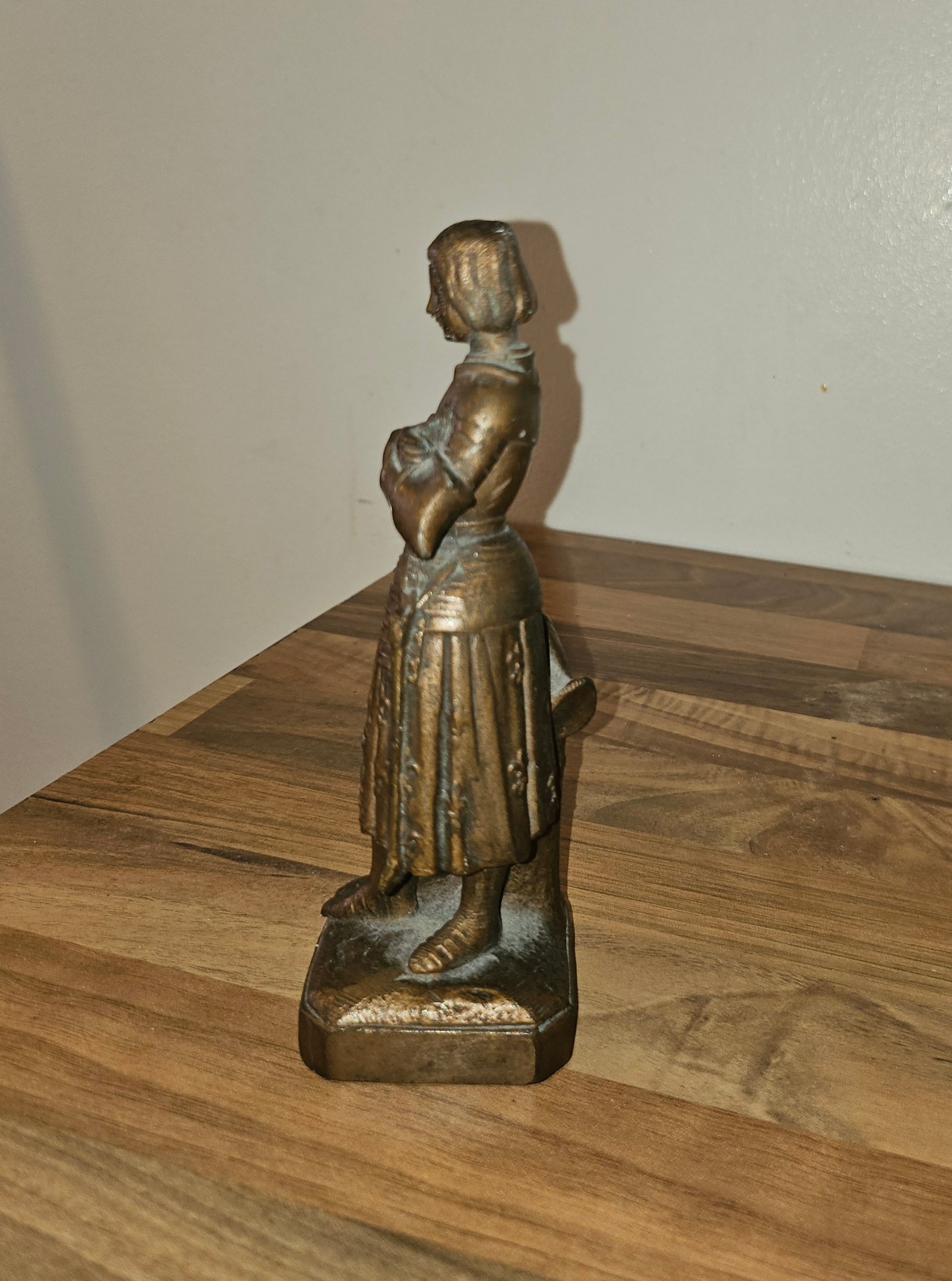 Statuette Jeanne d'Arc signée M. Reberg – Finition bronze – 15 cm